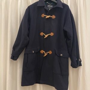 Men's Land's End Navy Blue Wool Duffel Coat Size L